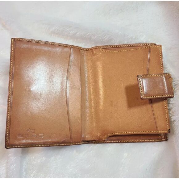 Etro (Authentic) Paisley Print Coated Canvas & Leather Trim Bi-fold Wallet, GUC - Picture 7 of 12